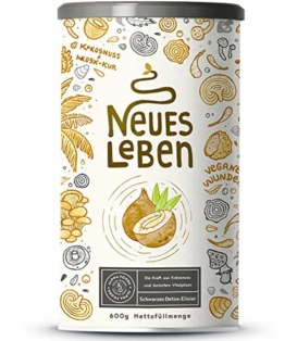 Neues Leben - Schwarzes Detox-Elixier - Formel mit Aktivkohle, Matcha, Aloe Vera, Chaga, Shiitake, Reishi - 600 Gramm Pulver - 1